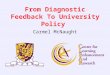 From Diagnostic Feedback To University Policy Carmel McNaught