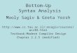 Bottom-Up Syntax Analysis Mooly Sagiv & Greta Yorsh msagiv/courses/wcc04.html Textbook:Modern Compiler Design Chapter 2.2.5 (modified)