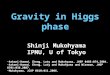 Gravity in Higgs phase Shinji Mukohyama IPMU, U of Tokyo Arkani-Hamed, Cheng, Luty and Mukohyama, JHEP 0405:074,2004. Arkani-Hamed, Cheng, Luty and Mukohyama