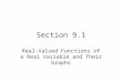 Section 9.1 Real-Valued Functions of a Real Variable and Their Graphs
