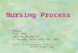 Nursing Process NUR101 Fall 2009 Lecture #6 and #7 K. Burger, MSEd, MSN, RN, CNE PPP By: Sharon Niggemeier RN MSN Revised KBurger 8/06
