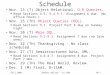 Fall 2001Arthur Keller – CS 18014–1 Schedule Nov. 13 (T) Object-Relational, O-R Queries. u Read Sections 4.5, 9.4-9.5. Assignment 6 due. (No office hours.)