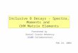 Inclusive B Decays - Spectra, Moments and CKM Matrix Elements Presented by Daniel Cronin-Hennessy (CLEO Collaboration) Feb 24, 2004