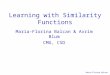 Maria-Florina Balcan Learning with Similarity Functions Maria-Florina Balcan & Avrim Blum CMU, CSD