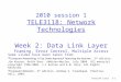 DataLink Layer2-1 2010 session 1 TELE3118: Network Technologies Week 2: Data Link Layer Framing, Error Control, Multiple Access Some slides have been taken