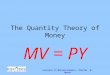 Lectures in Macroeconomics- Charles W. Upton The Quantity Theory of Money MV = PY