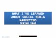 M ARY L OU R OBERTS April 2009 WHAT I’VE LEARNED ABOUT SOCIAL MEDIA MARKETING SPRING 2009