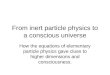 From inert particle physics to a conscious universe How the equations of elementary particle physics gave clues to higher dimensions and consciousness