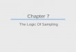 Chapter 7 The Logic Of Sampling. Chapter Outline  Introduction  A Brief History of Sampling  Nonprobability Sampling  The Theory and Logic of Probability