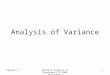 Analysis of Variance Chapter 3Design & Analysis of Experiments 7E 2009 Montgomery 1