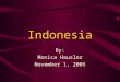 Indonesia By: Monica Hausler November 1, 2005 History of Indonesia In the early 17 th century is when the Dutch began to colonize Indonesia. The islands