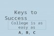 Keys to Success College is as easy as A, B, C. A -- Attend Class __________________