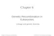 Chapter 6: Eukaryote recombination© 2002 by W. H. Freeman and Company Chapter 6 Genetic Recombination in Eukaryotes Linkage and genetic diversity