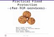 SRUTI 2006 Practical Flood Protection (for TCP services) Martin Casado (Stanford) Aditya Akaella (U. Wisconsin Madison) Pei Cao (Stanford) Niels Provos