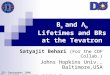 B s and Λ b Lifetimes and BRs at the Tevatron Satyajit Behari (For the CDF Collab.) Johns Hopkins Univ., Baltimore,USA 25 th September 2006 Beauty 2006,
