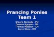 Prancing Ponies Team 1 Shayne Kennedy – PM Deanna Nguyen – SM Thomas Madison – LM Joyce Wong - RM