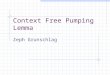 Context Free Pumping Lemma Zeph Grunschlag. Agenda Context Free Pumping Motivation Theorem Proof Proving non-Context Freeness Examples on slides Examples