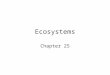 Ecosystems Chapter 25. Ecology The study of the interaction of organism with one another and with their physical environment Understanding the relationship