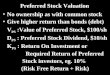 Preferred Stock Valuation No ownership as with common stock Give higher return than bonds (debt) V PS :Value of Preferred Stock, $100/sh D PS : Preferred