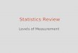 Statistics Review Levels of Measurement. Nominal scale Nominal measurement consists of assigning items to groups or categories. No quantitative information