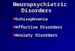Neuropsychiatric Disorders Schizophrenia Affective Disorders Anxiety Disorders