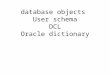 Database objects User schema DCL Oracle dictionary