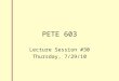 PETE 603 Lecture Session #30 Thursday, 7/29/10. 30.1 Accuracy of Solutions Material Balance Error Nonlinear Error Instability Error Truncation Error Roundoff