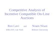 Competitive Analysis of Incentive Compatible On-Line Auctions Ron Lavi and Noam Nisan SISL/IST, Cal-Tech Hebrew University