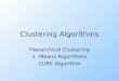 1 Clustering Algorithms Hierarchical Clustering k -Means Algorithms CURE Algorithm
