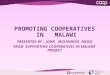PROMOTING COOPERATIVES IN MALAWI PRESENTED BY : JOHN MULANGENI NKOSI FROM SUPPORTING COOPERATIVES IN MALAWI PROJECT