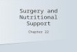 Surgery and Nutritional Support Chapter 22. Surgery and Nutritional Support Malnutrition continues to occur among hospitalized patients, many of whom
