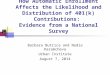 How Automatic Enrollment Affects the Likelihood and Distribution of 401(k) Contributions: Evidence from a National Survey Barbara Butrica and Nadia Karamcheva