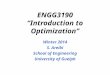 ENGG3190 “Introduction to Optimization” Winter 2014 S. Areibi School of Engineering University of Guelph