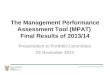 The Management Performance Assessment Tool (MPAT) Final Results of 2013/14 Presentation to Portfolio Committee 05 November 2014