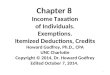 1 Chapter 8 Income Taxation of Individuals. Exemptions. Itemized Deductions, Credits Howard Godfrey, Ph.D., CPA UNC Charlotte Copyright © 2014, Dr. Howard