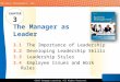 ©2013 Cengage Learning. All Rights Reserved. Business Management, 13e The Manager as Leader 3.1 3.1 The Importance of Leadership 3.2 3.2 Developing Leadership