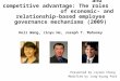 Firm-specific knowledge resources and competitive advantage: The roles of economic- and relationship-based employee governance mechanisms (2009) Presented