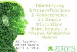 Identifying Interprofessional Competencies in Single Discipline Experiences: A Pilot from Rehabilitation Medicine All Together Better Health April 8, 2010