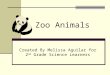 Zoo Animals Created By Melissa Aguilar for 2 nd Grade Science Learners