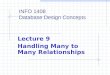 Lecture 9 Handling Many to Many Relationships INFO 1408 Database Design Concepts