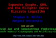 Expander Graphs, GRH, and the Elliptic Curve Discrete Logarithm Stephen D. Miller Rutgers University Joint work with David Jao and Ramarathnam Venkatesan