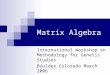 Matrix Algebra International Workshop on Methodology for Genetic Studies Boulder Colorado March 2006