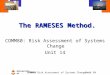 University of Sunderland COMM80 Risk Assessment of Systems ChangeUnit 14 The RAMESES Method. COMM80: Risk Assessment of Systems Change Unit 14