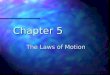 Chapter 5 The Laws of Motion. Forces Usually think of a force as a push or pull Usually think of a force as a push or pull Vector quantity Vector quantity