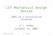October 22, 2003H.J. Krebs1 LST Mechanical Design Review 2004 IR-2 Installation Schedule H.J. Krebs October 22, 2003