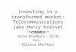 Investing in a transformed market: Telecommunications (aka Henry Kressel case) Technobeast Jason Bradbury, Shifu Cui, Alireza Ghaffari