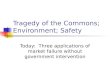 Tragedy of the Commons; Environment; Safety Today: Three applications of market failure without government intervention