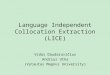 Language Independent Collocation Extraction (LICE) Vidas Daudaravičius Andrius Utka (Vytautas Magnus University)