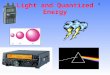1 Light and Quantized Energy. 2 Electromagnetic Radiation Electromagnetic radiation: A form of energy that exhibits wavelike behavior as it travels through