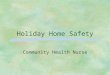 Holiday Home Safety Community Health Nurse. Objectives §Prevent home accidents related to holidays §Awareness of hazards around the home §Toy buying/shopping